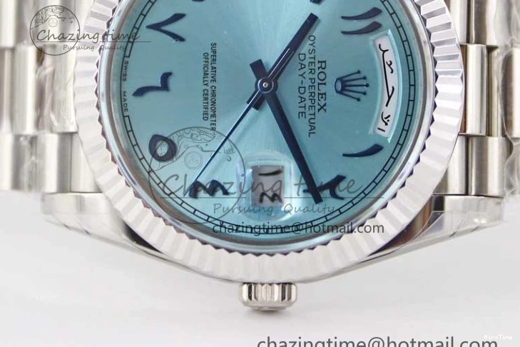 MiroTime 0219 Comfortable Day Date 40mm SS 904L Steel TWF 1:1 Best Edition Ice Blue Arabic Dial on SS Bracelet A 2357